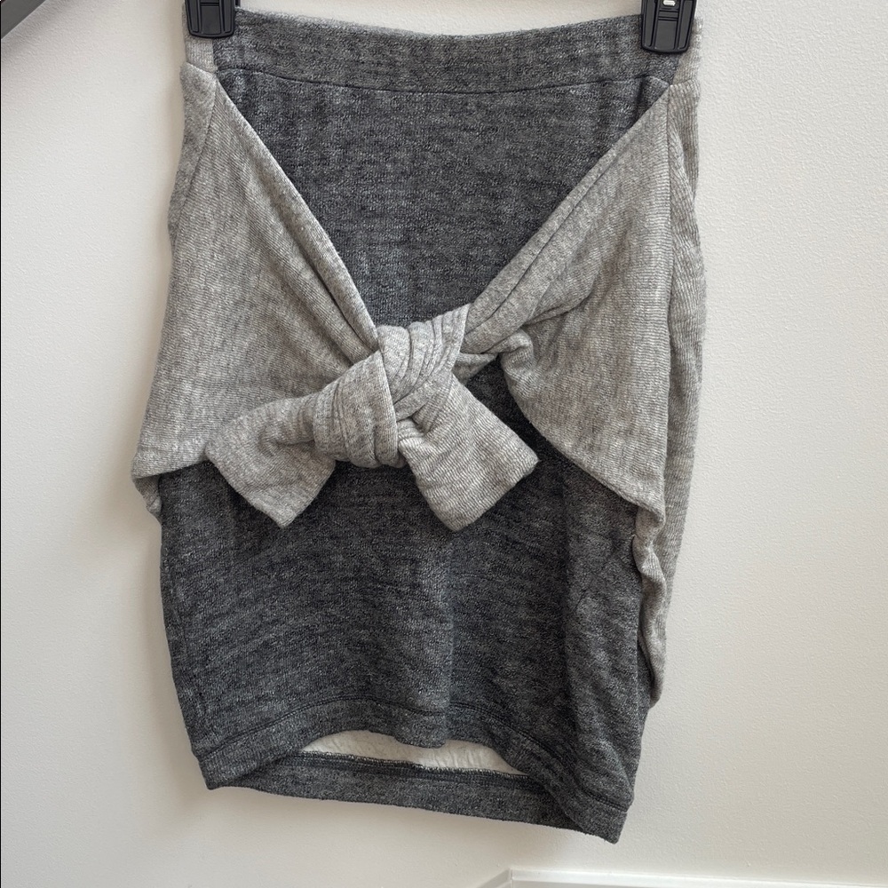 3.1 Phillip Lim Two-Tone Gray Knot front mini skirt, elastic waistband.